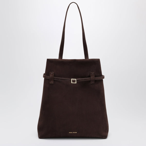 Tote Du Jour Bag In Dark Brown Suede