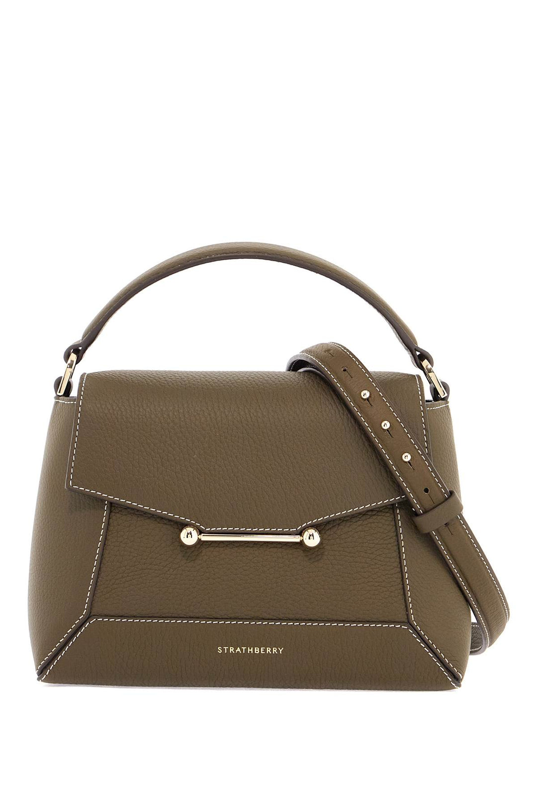 Khaki Leather Top Handle Bag Mosaic Design