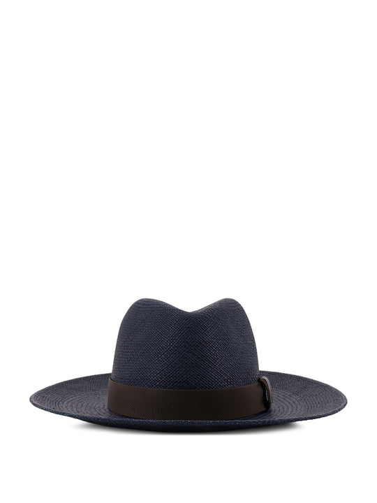 Raffia Fedora Hat With Monili Detail