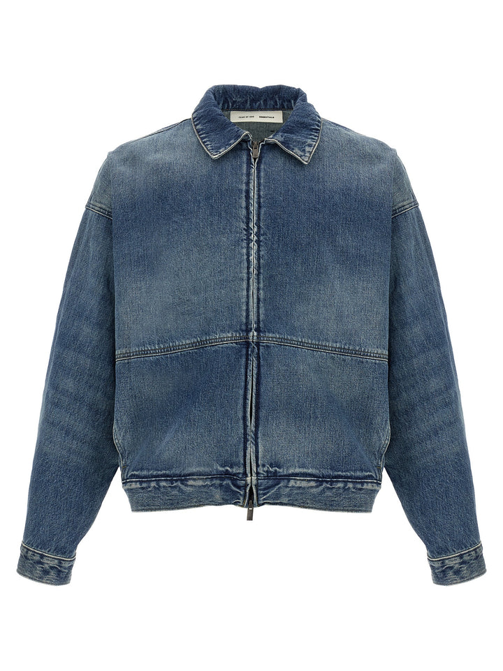Fear Of God Essential Denim Trucker Puffer Jackets - Blue | 00cfdf0307ec25ced0a7f2a0209c53ecbbd0dffe
