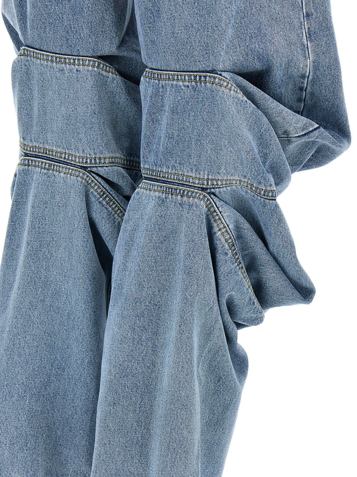 Evergreen Draped Cuff Jeans Blue