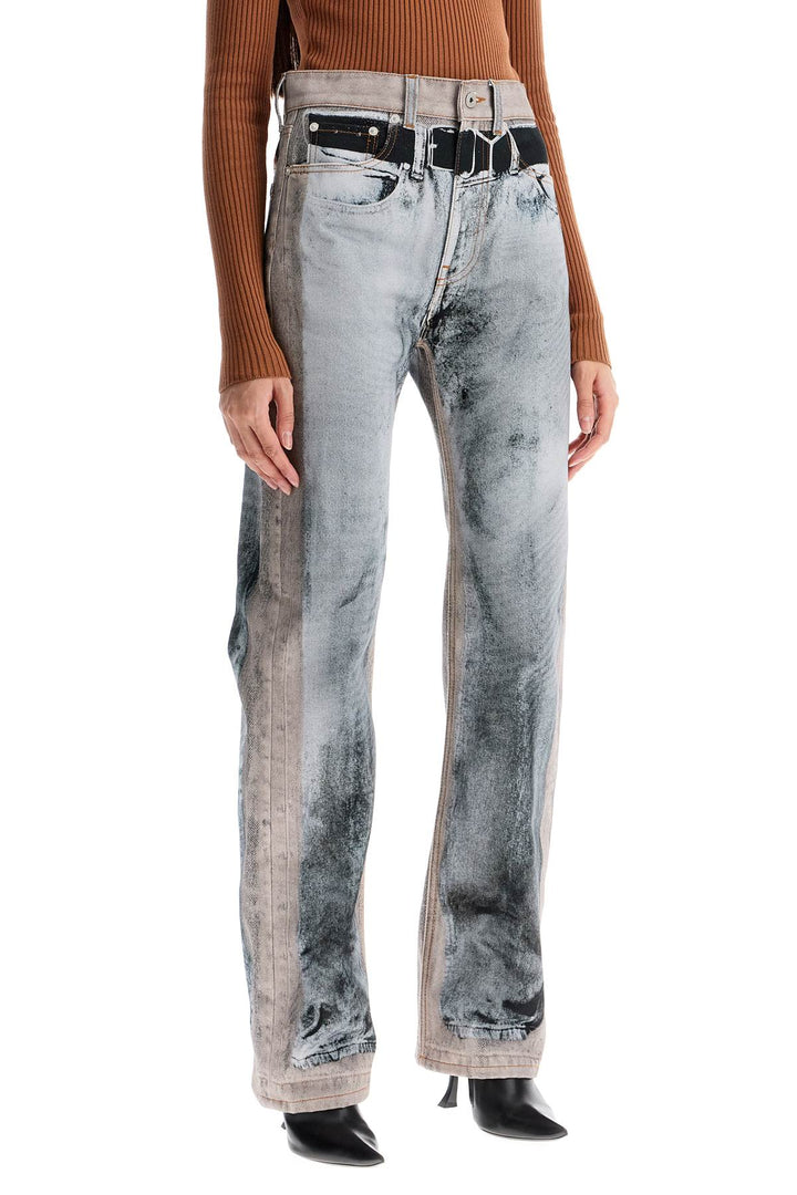 Jeans Con Stampa Trompe L'oeil