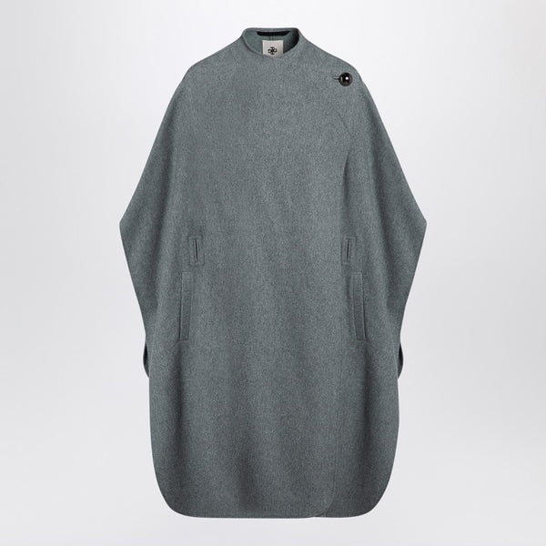 Grey Wool-Blend Cape