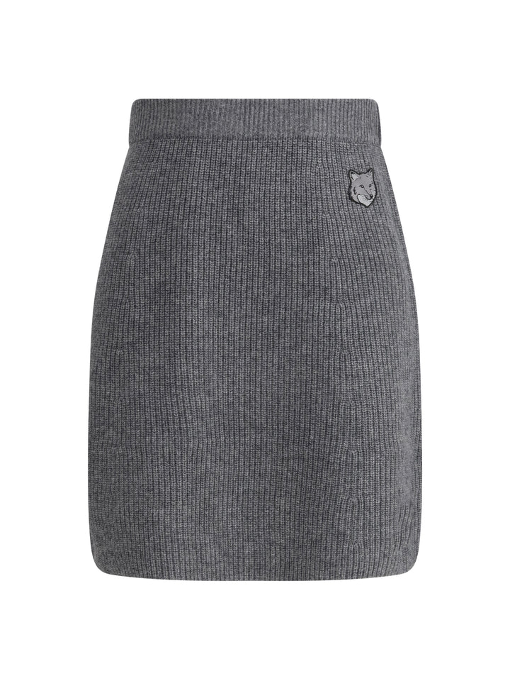 BOLD FOX HEAD PATCH SHORT RIBBED SKIRT