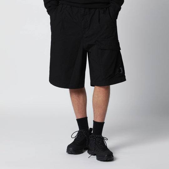Black Cotton Bermuda Shorts