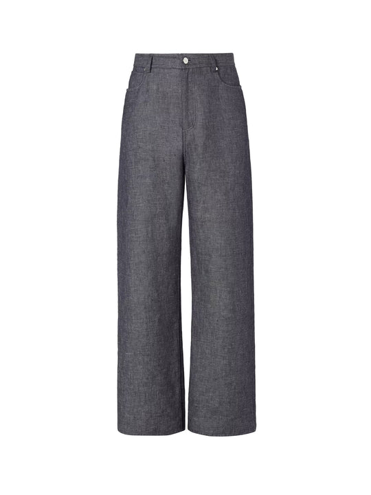 Relaxed Linen, Cotton And Silk Jeans