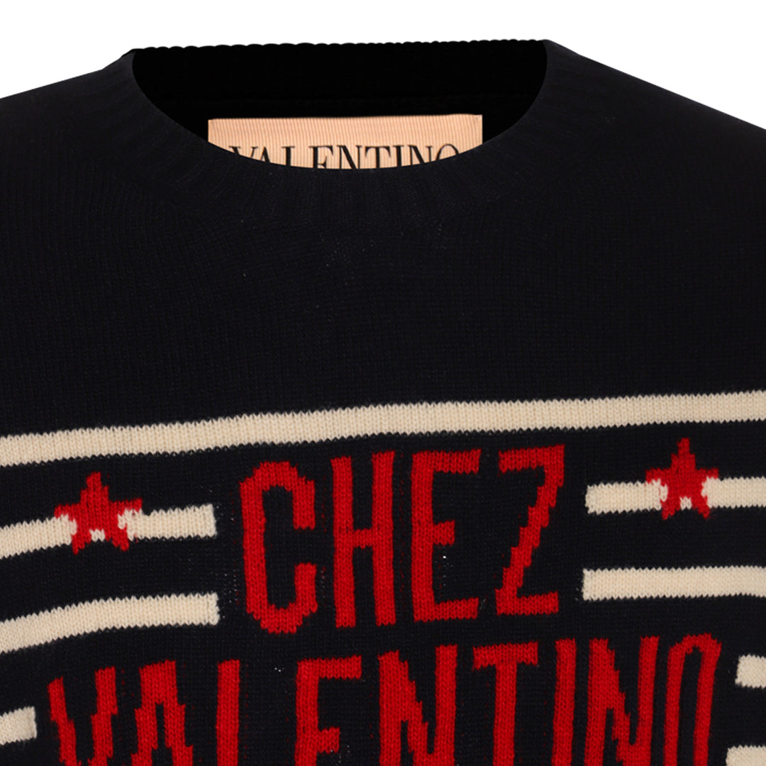 Valentino Sweaters - NAVY-WHITE | 78ea08cb866185f646afc9b852d1dc10f353d5f8
