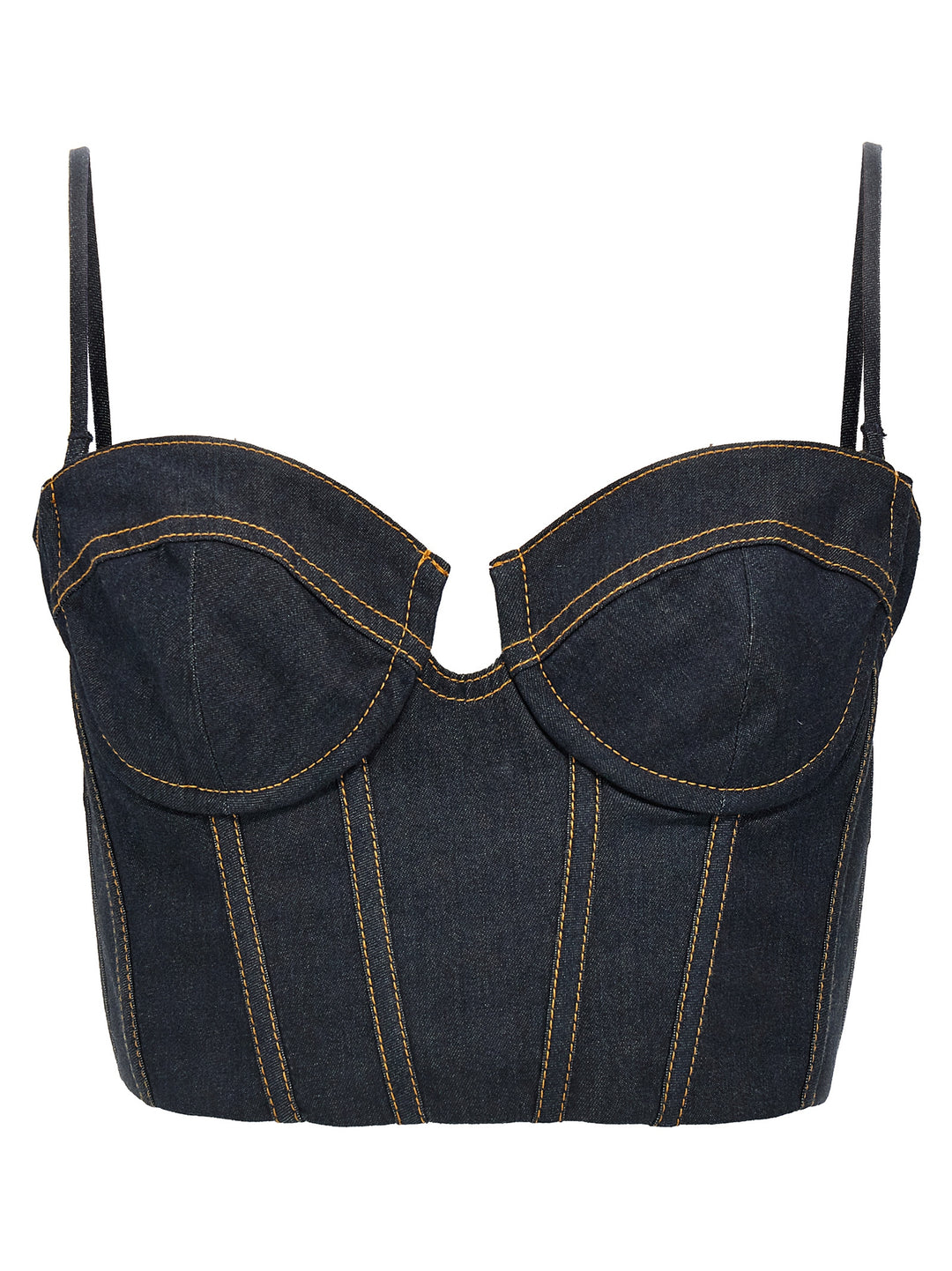 Crush Denim Corset Tops Blue