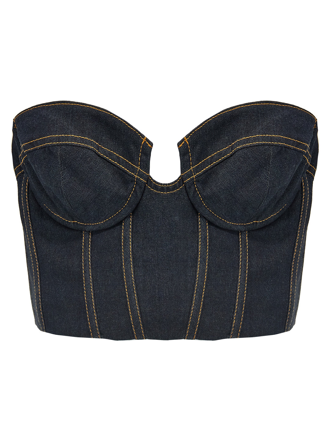 Crush Denim Corset Tops Blue