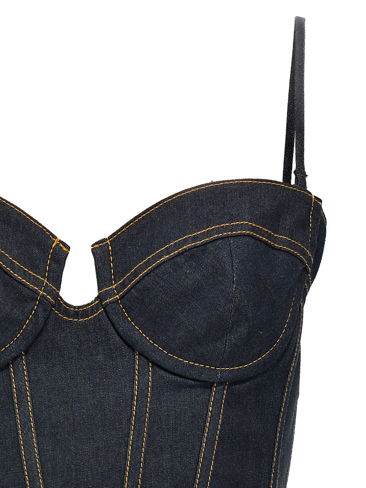 Crush Denim Corset Tops Blue