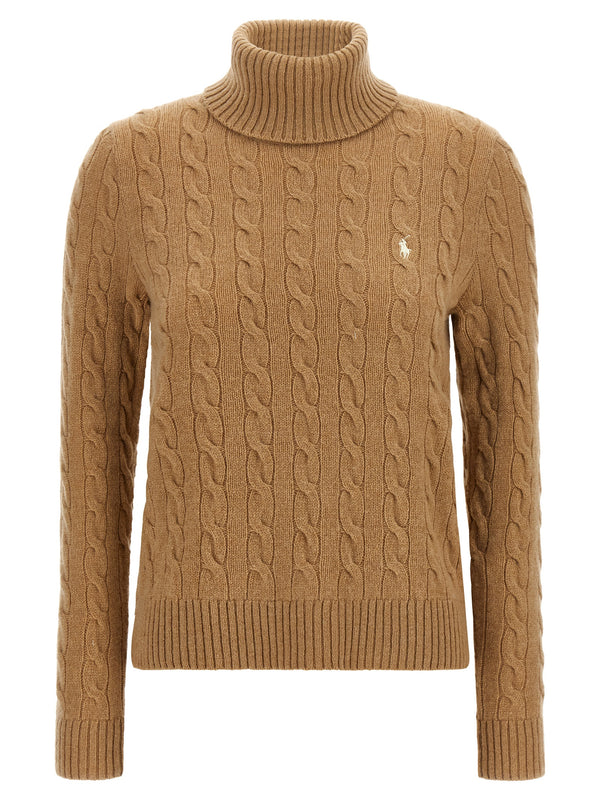 Braided Turtleneck Sweater Sweaters And Cardigans Beige
