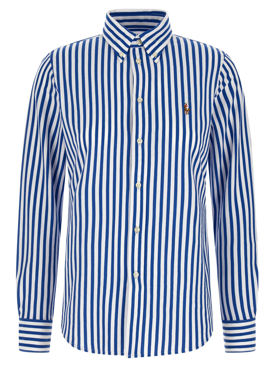 Polo Ralph Lauren Oxford Knit Striped Shirt Shirt and Blouse - Blue | 2800b1654e6f4ada21dcb0772d6a4ca228271b93