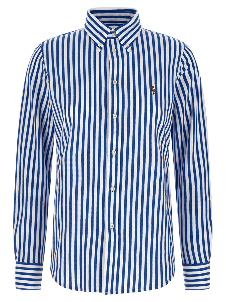 Polo Ralph Lauren Oxford Knit Striped Shirt Shirt and Blouse - Blue | 2800b1654e6f4ada21dcb0772d6a4ca228271b93