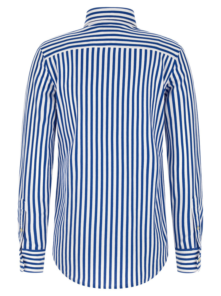 Polo Ralph Lauren Oxford Knit Striped Shirt Shirt and Blouse - Blue | 93d31bc1d9331de4f954a74fa952db6b56a79622