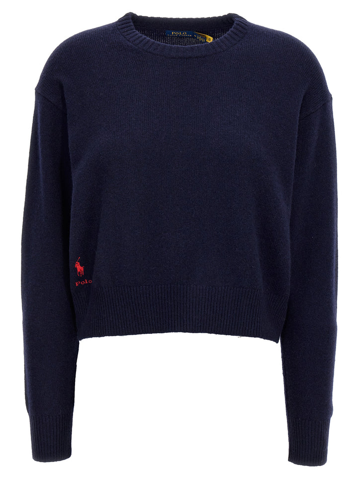 Logo Embroidery Sweater Sweater, Cardigans Blue