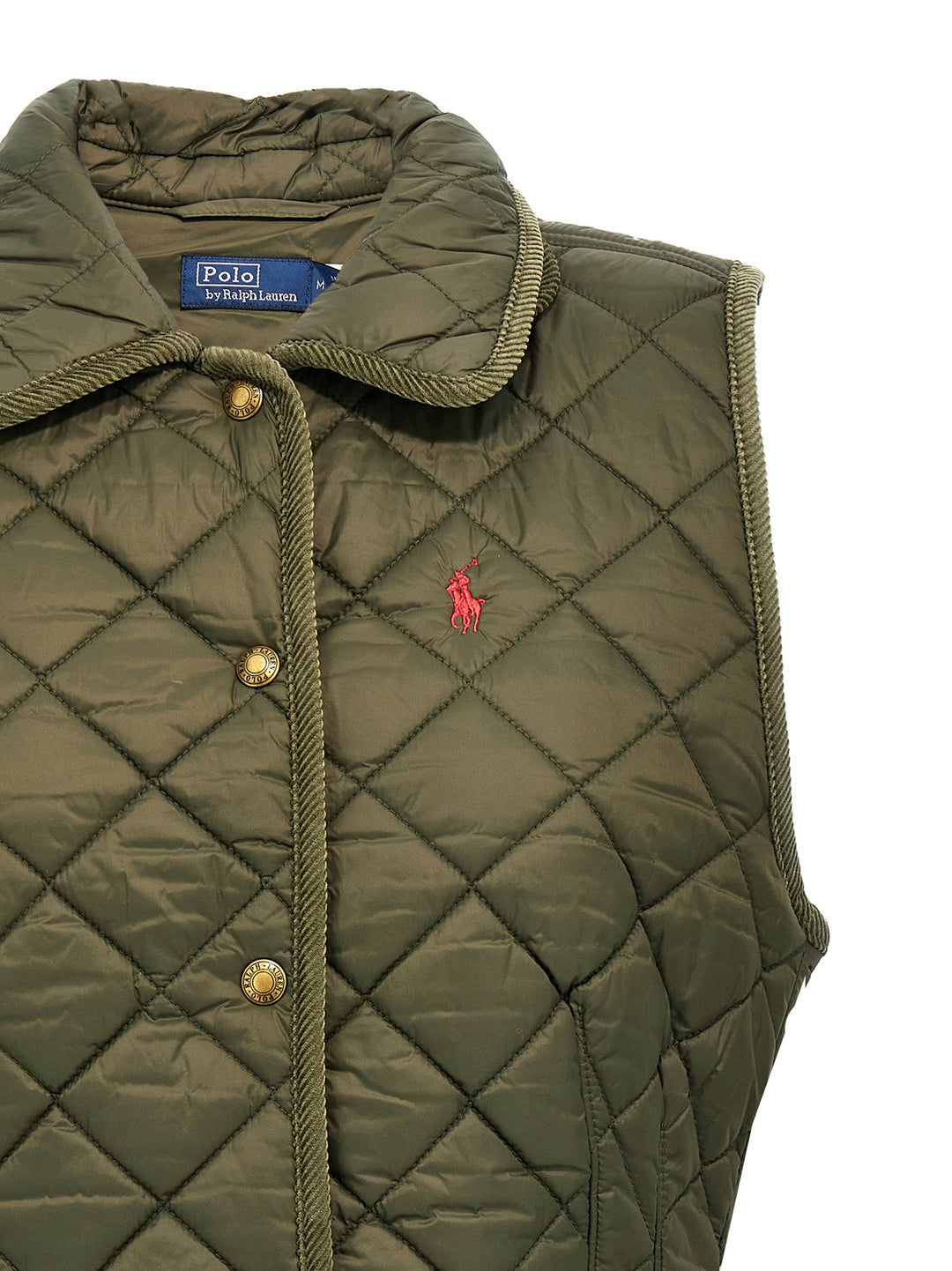 Logo Embroidery Quilted Vest Gilet Green