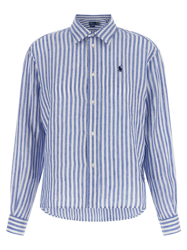 Polo Ralph Lauren Striped Linen Shirt Shirt and Blouse - Light Blue | 46796161b74fce1b5f434b326e675f24cce693f5