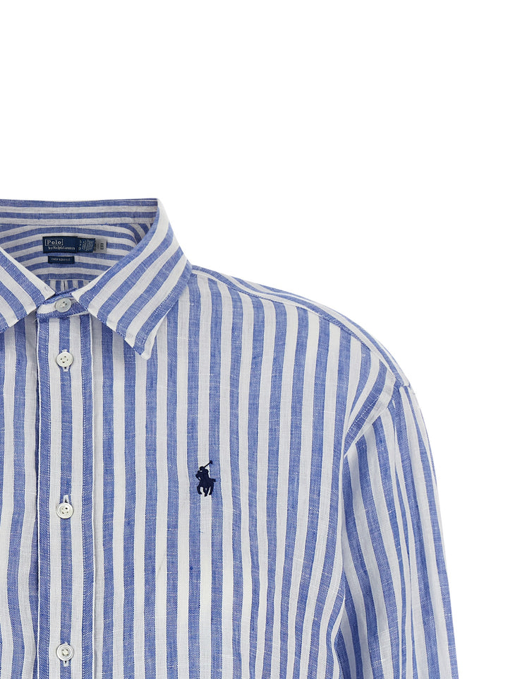 Polo Ralph Lauren Striped Linen Shirt Shirt and Blouse - Light Blue | 68e29b2212734eb929fe68bd01effaae671f5181