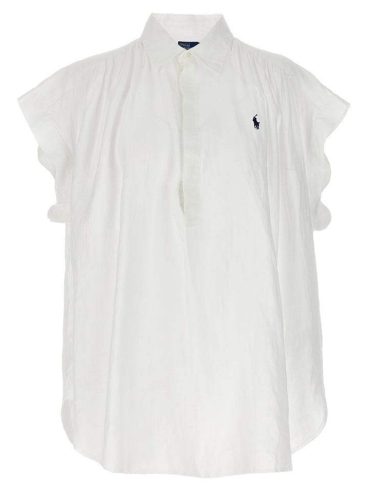 Logo Embroidery Blouse Shirt, Blouse White