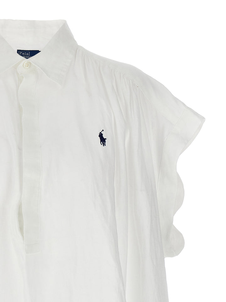 Logo Embroidery Blouse Shirt, Blouse White