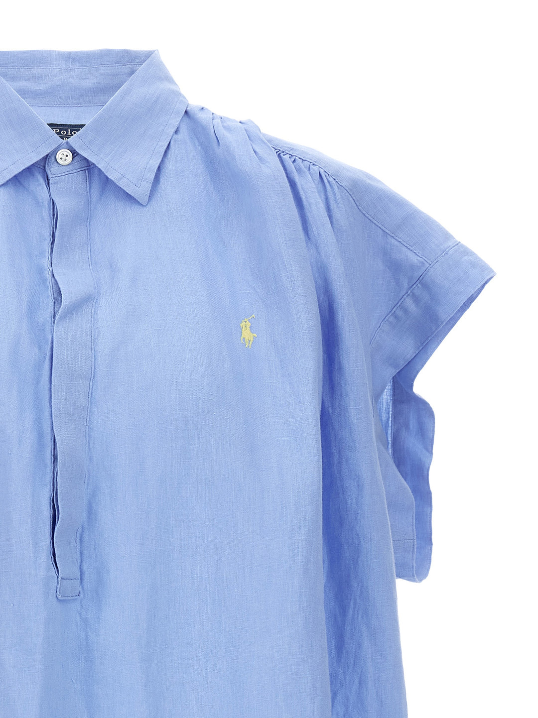 Logo Embroidery Blouse Shirt, Blouse Light Blue