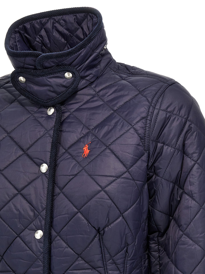 Quilted Jacket With Logo Embroidery Casual Jackets, Parka Blue