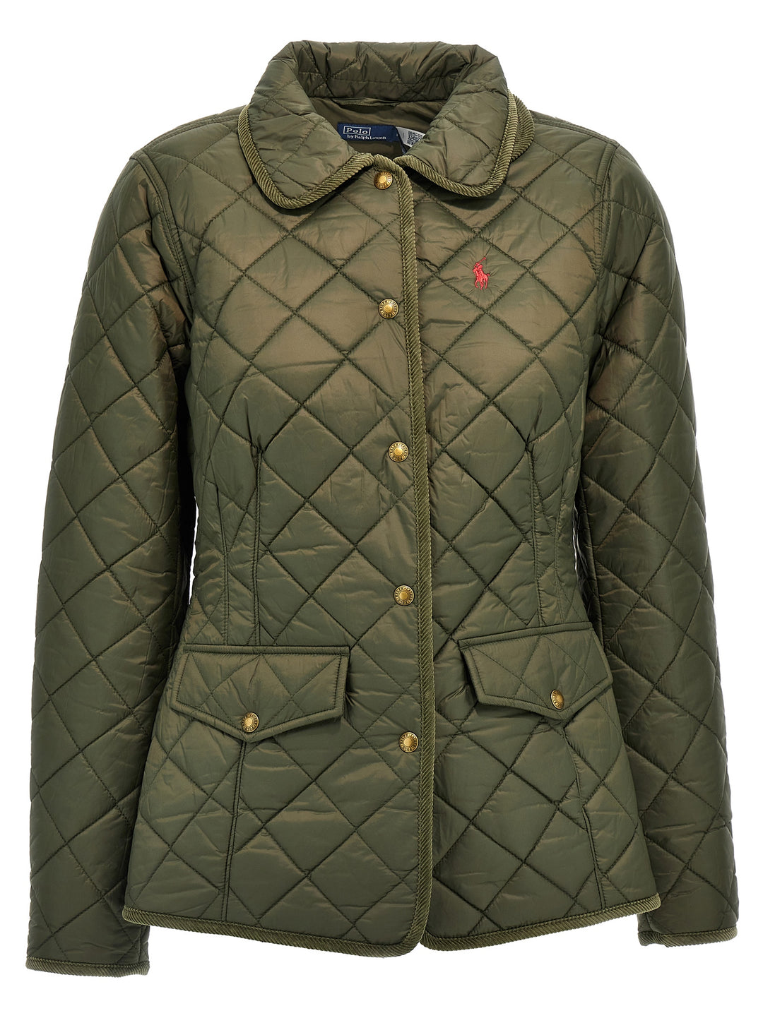 Quilted Jacket With Logo Embroidery Casual Jackets, Parka Green