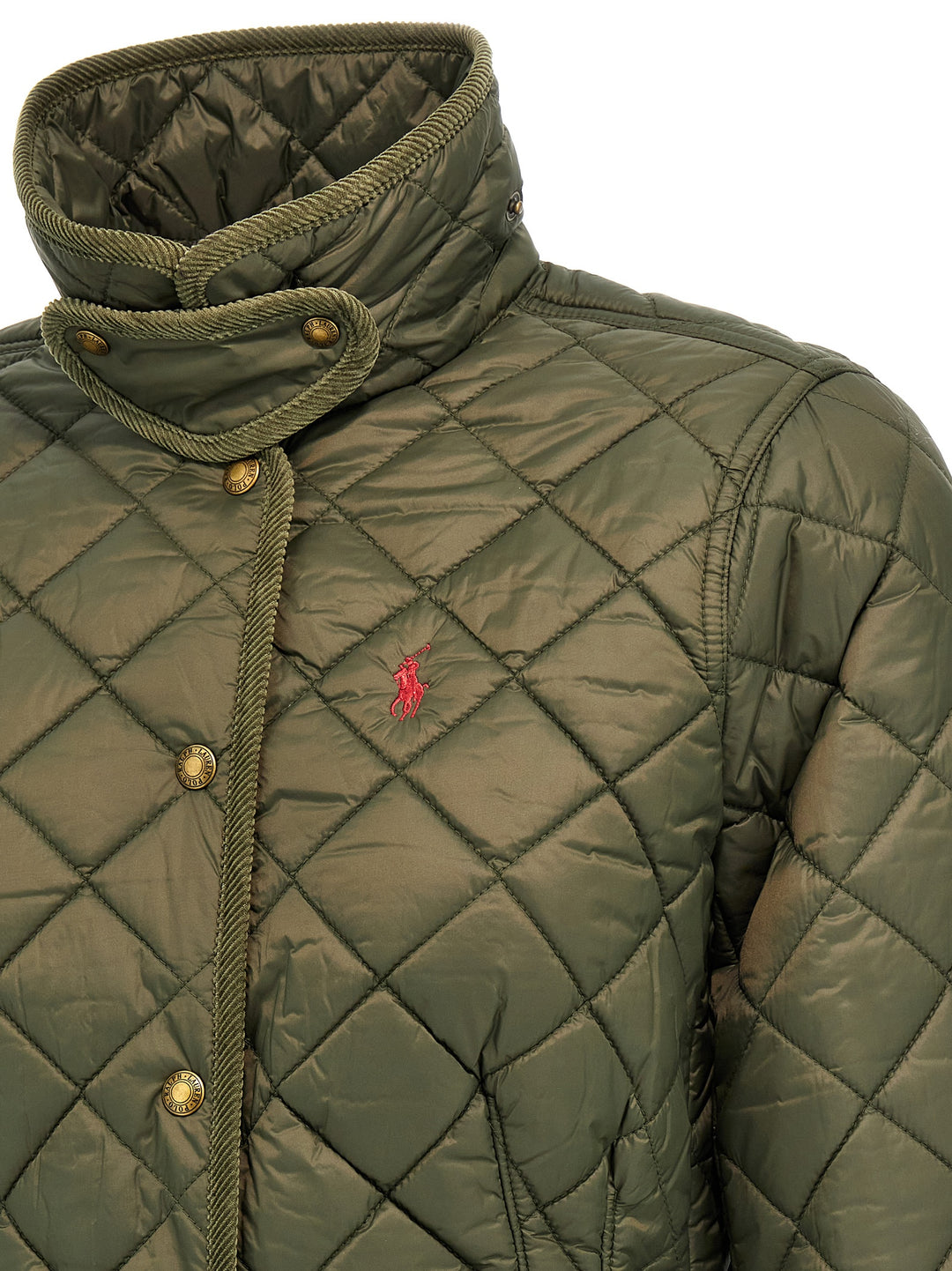 Quilted Jacket With Logo Embroidery Casual Jackets, Parka Green