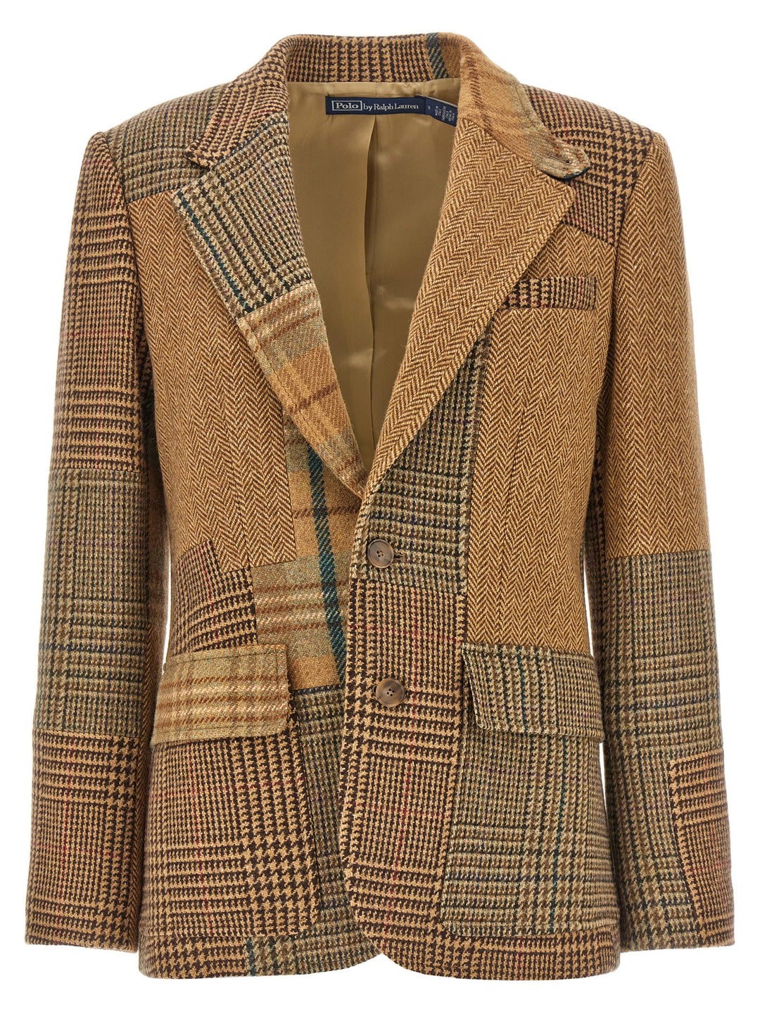 Patchwork Single-Breasted Blazer Blazer And Suits Brown