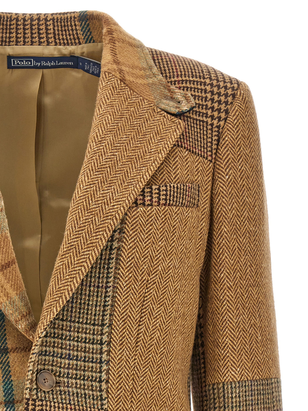 Patchwork Single-Breasted Blazer Blazer And Suits Brown