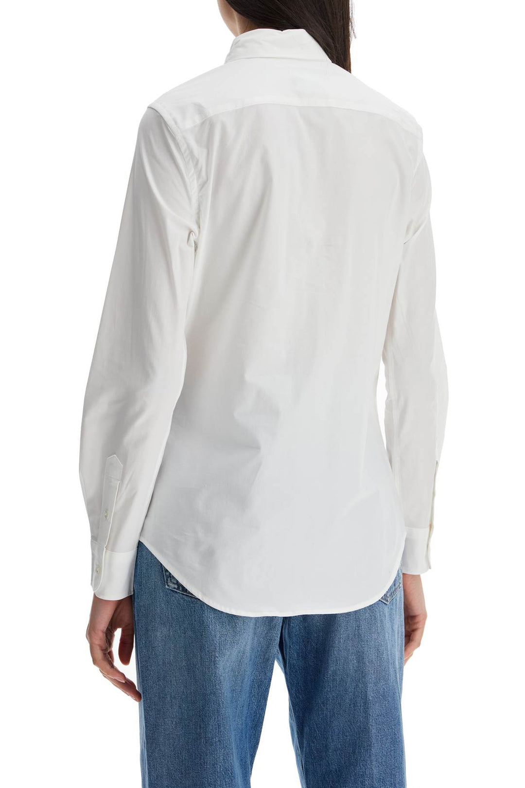 White Slim Fit Cotton Shirt For Women With Long Sleeves