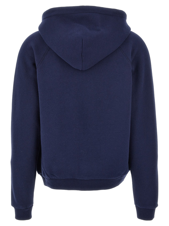 Logo Embroidery Hoodie Sweatshirt Blue