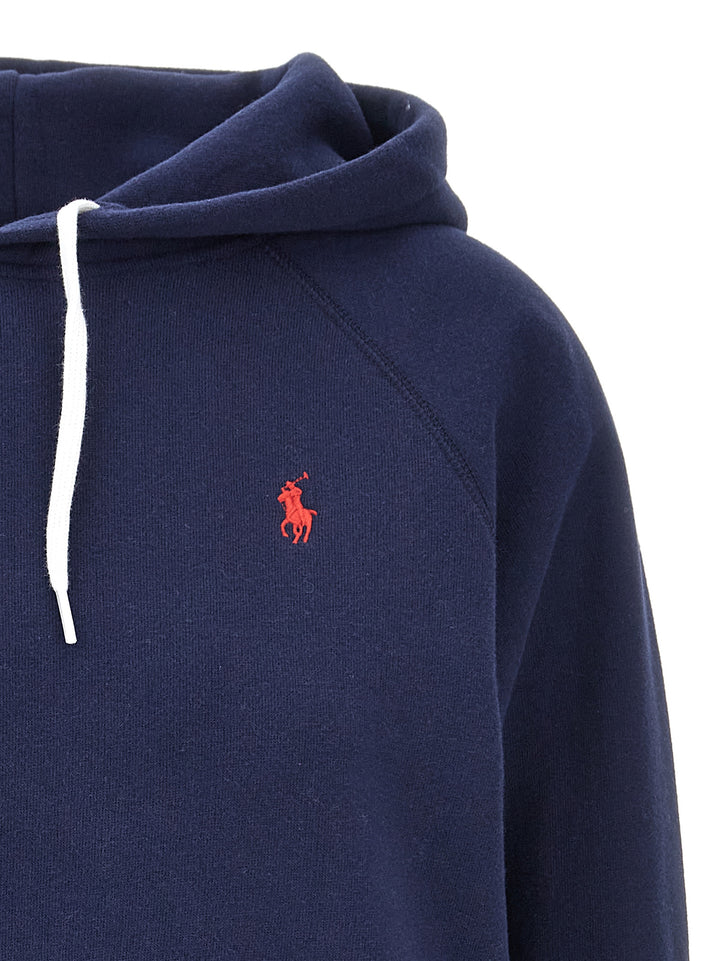 Logo Embroidery Hoodie Sweatshirt Blue