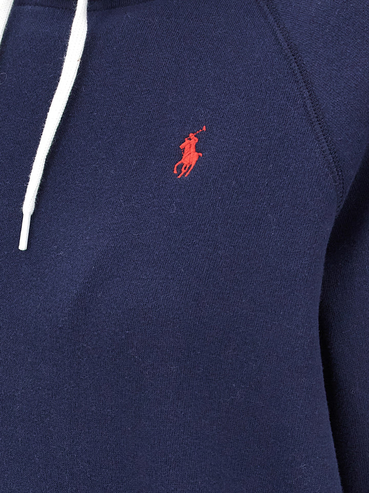 Logo Embroidery Hoodie Sweatshirt Blue