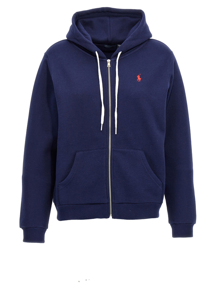 Logo Embroidery Hoodie Sweatshirt Blue