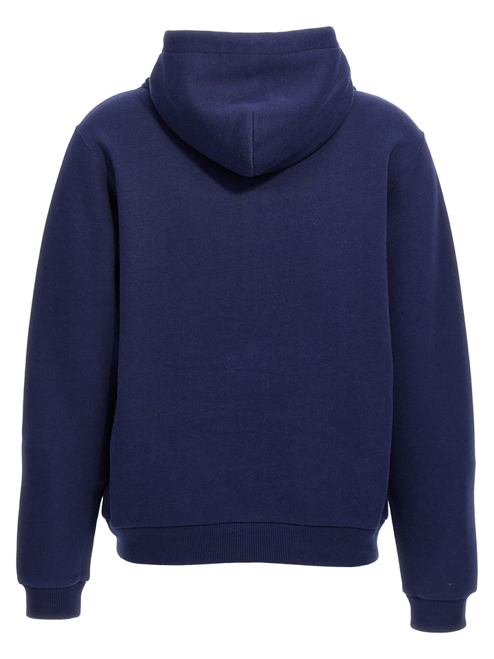 Logo Embroidery Hoodie Sweatshirt Blue