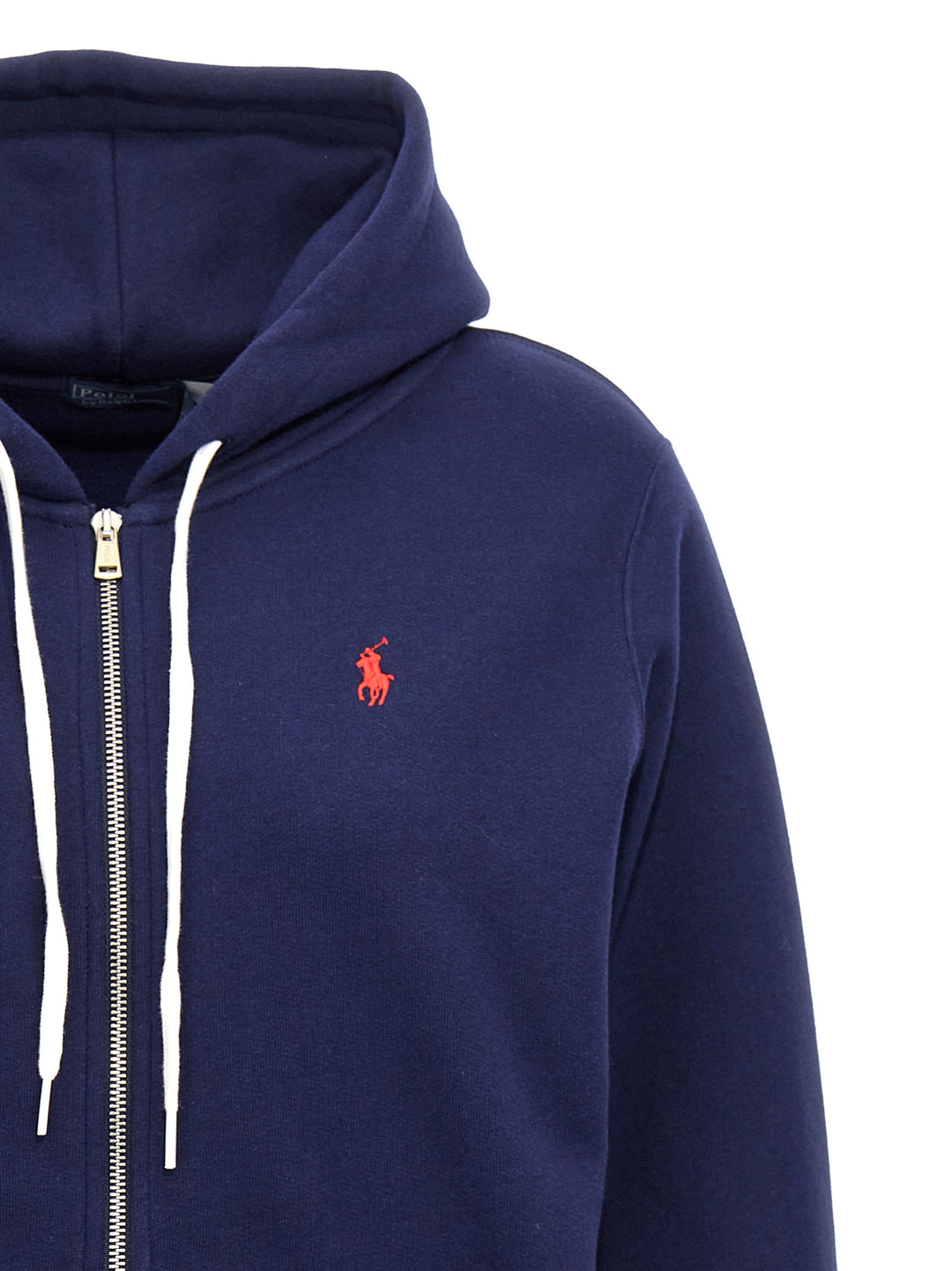 Logo Embroidery Hoodie Sweatshirt Blue