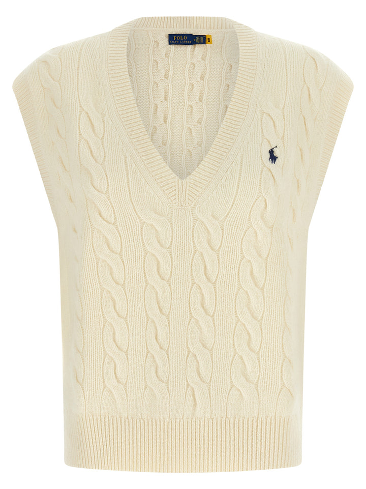 Polo Ralph Lauren Braided Vest Gilet - White | 09ebe59b8b57faf1b185607a5d2c037433343fad