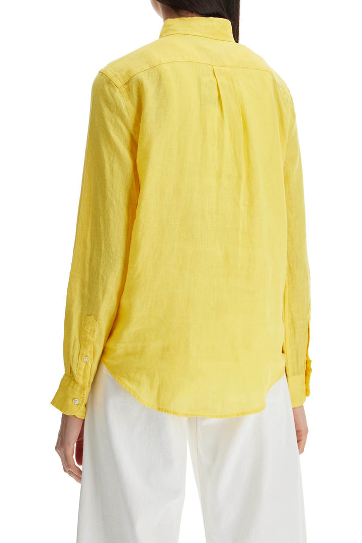 Long Sleeve Linen Shirt Yellow