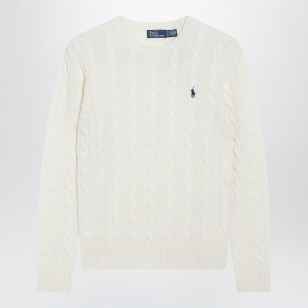 Cable-Knit Sweater In Cream Wool And Cashmere