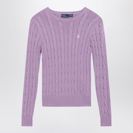 Lilac Cotton Cable-Knit Sweater