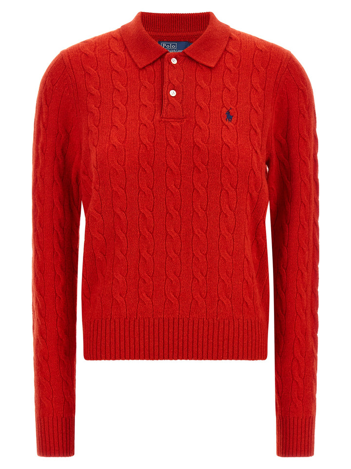 Polo Ralph Lauren Braided Knit  Shirt Polo - Red | cd4513554c30af01222741db912ba13c64e12e67