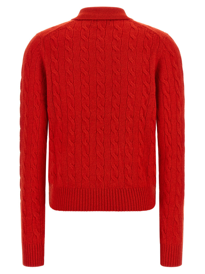 Polo Ralph Lauren Braided Knit  Shirt Polo - Red | a9a82bb932c812ca9122efdf332384a903028709