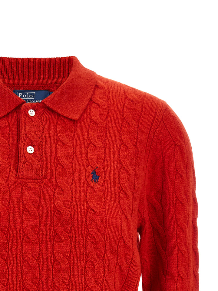 Polo Ralph Lauren Braided Knit  Shirt Polo - Red | 86933e6dc1e7da2971df871d4883f50f0930aad8