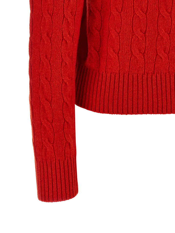 Polo Ralph Lauren Braided Knit  Shirt Polo - Red | 1400fa22ab417ecaf493f501bb2e31695016dcb3