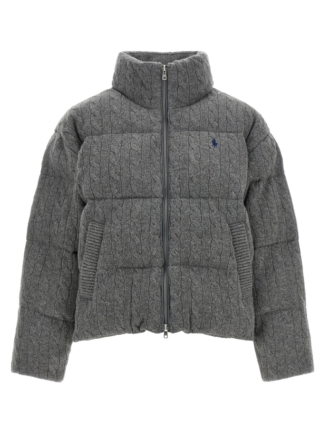 Polo Ralph Lauren Knitted Braided Down Jacket Puffer Jackets - Gray | c282cd52f018875af2564b3c25af47d4f1a784bc