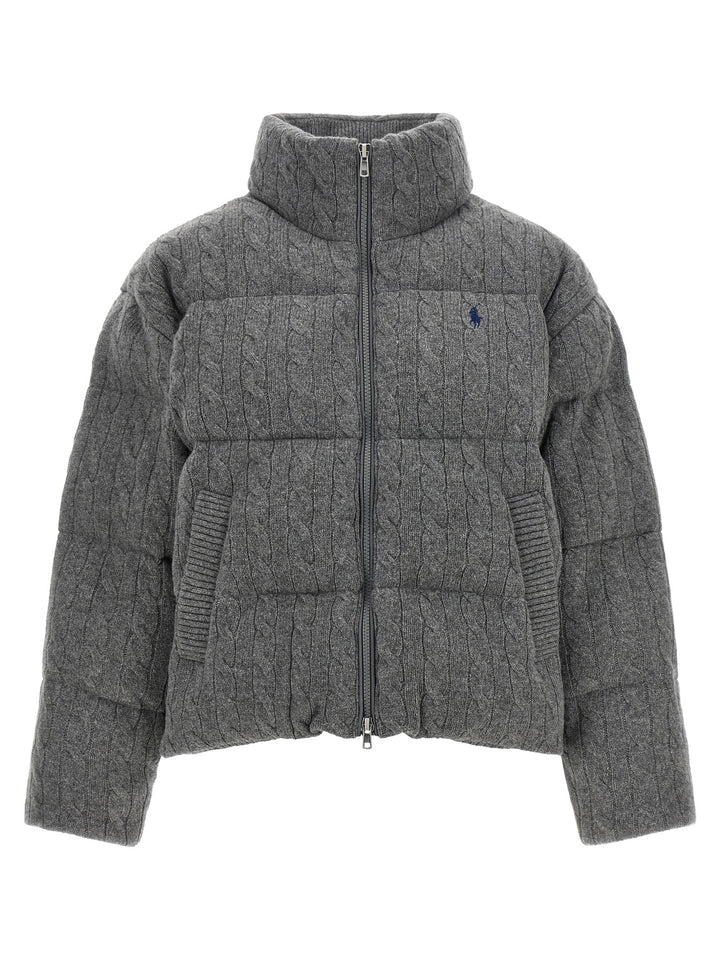 Polo Ralph Lauren Knitted Braided Down Jacket Puffer Jackets - Gray | c282cd52f018875af2564b3c25af47d4f1a784bc