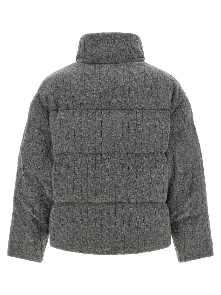 Polo Ralph Lauren Knitted Braided Down Jacket Puffer Jackets - Gray | 01f888f502ba2c3ceabdfb870ec7e3c6f7d7c515