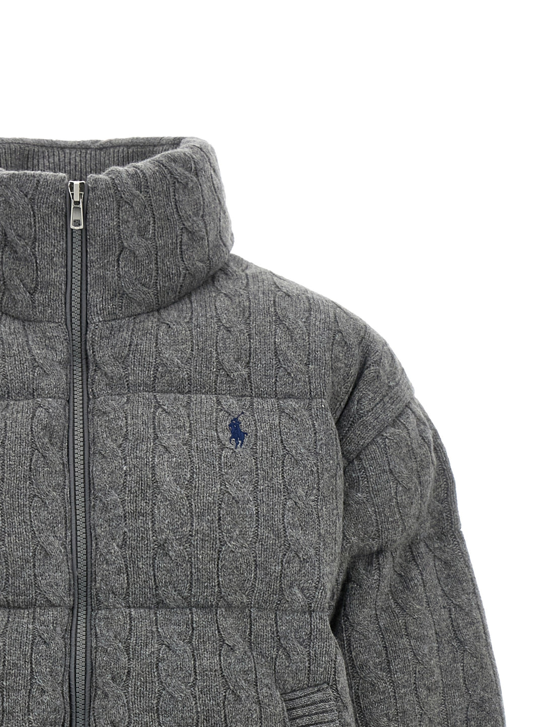 Polo Ralph Lauren Knitted Braided Down Jacket Puffer Jackets - Gray | 98e4ca5035ea97df7219361d0368d15c3881d679