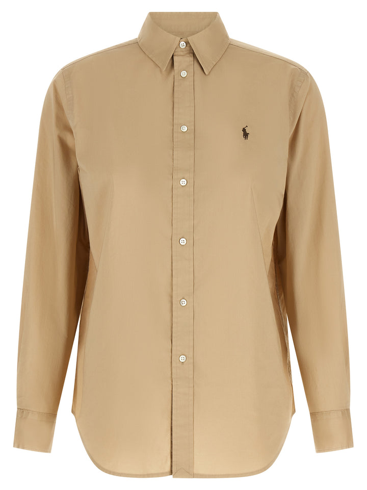 Polo Ralph Lauren Logo Embroidery Cotton Shirt Shirt and Blouse - Beige | bbbf2f705466f5aa9089f03c11ee8501f6c200f5